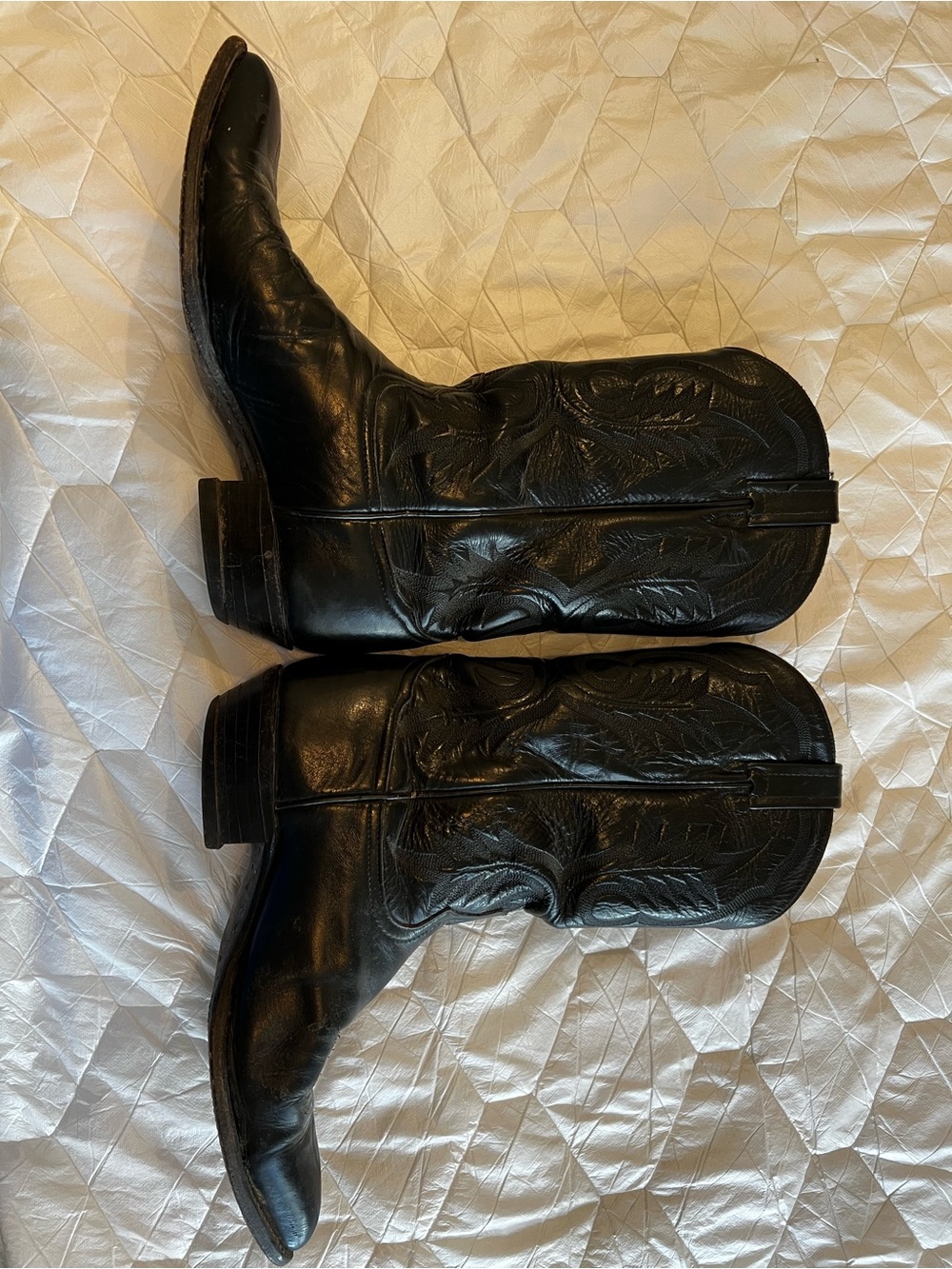 Tony Lama Black Leather Men’s Cowboy Boots 9.5 D - Picture 4 of 7